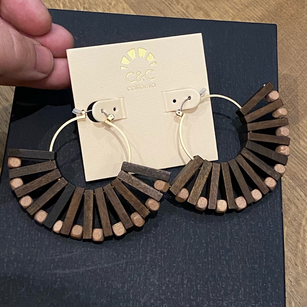 C&C California Wood Hoop Earrings